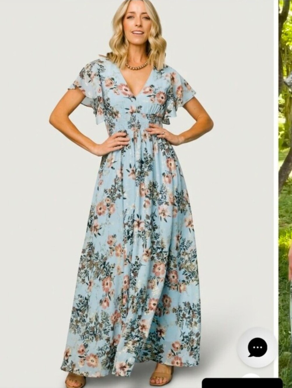 Baltic Born Lynlee Metallic Maxi Dress Blue Bridesmaid Wedding Size Medium